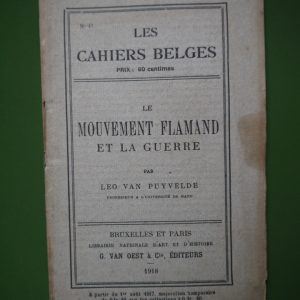 Le mouvement flamand et la guerre, Leo van Puyvelde, G. van Oest & Cie, 1918