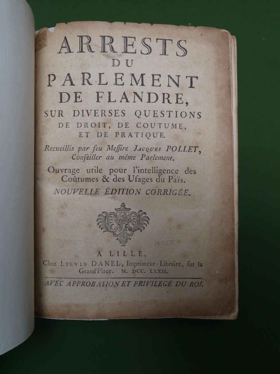 Arrests du parlement de Flandre, (recueil) Jacques Pollet, Liévin Danel, 1772 – Image 6