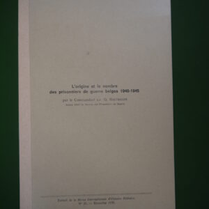 L'origine et le nombre des prisonniers de guerre belges 1940-1945, G. Hautecler, Revue internationale d'histoire militaire, 1970