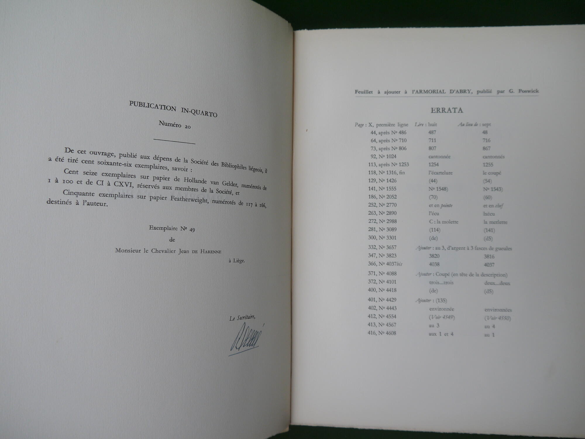 Armorial d'Abry, Guy Poswick, Société des bibliophiles liégeois, 1956 – Image 7